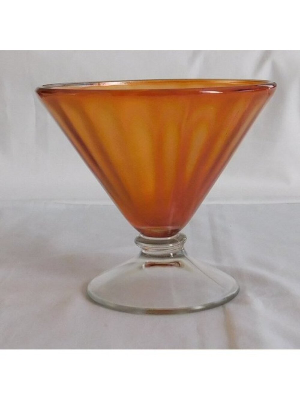 Vintage Iridescent Marigold Carnival Glass Imperial Lustre & Clear Large Compote